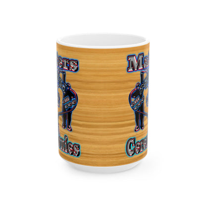 em cee squared - White Mug (butterscotch wood finish)
