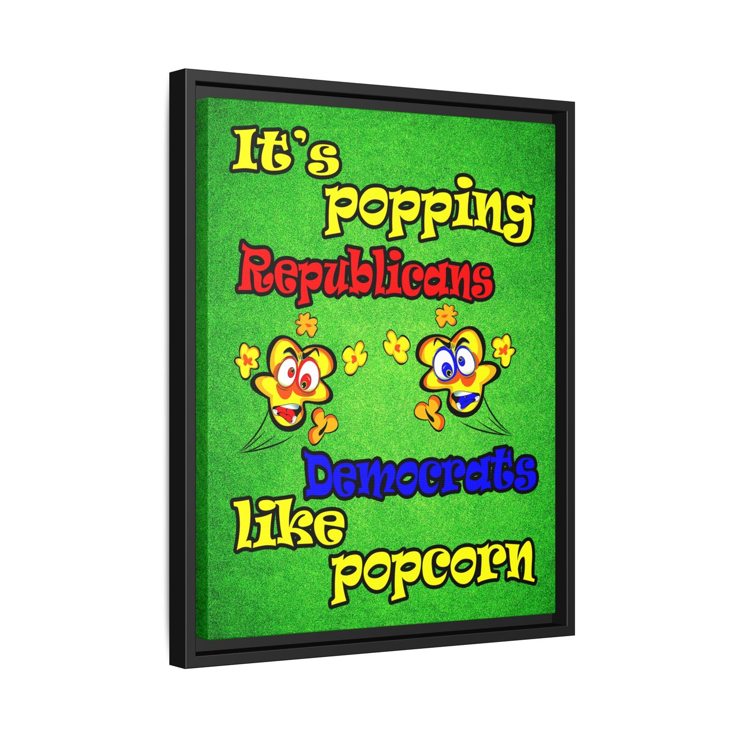 popping like popcorn - framed canvas art (green turf)