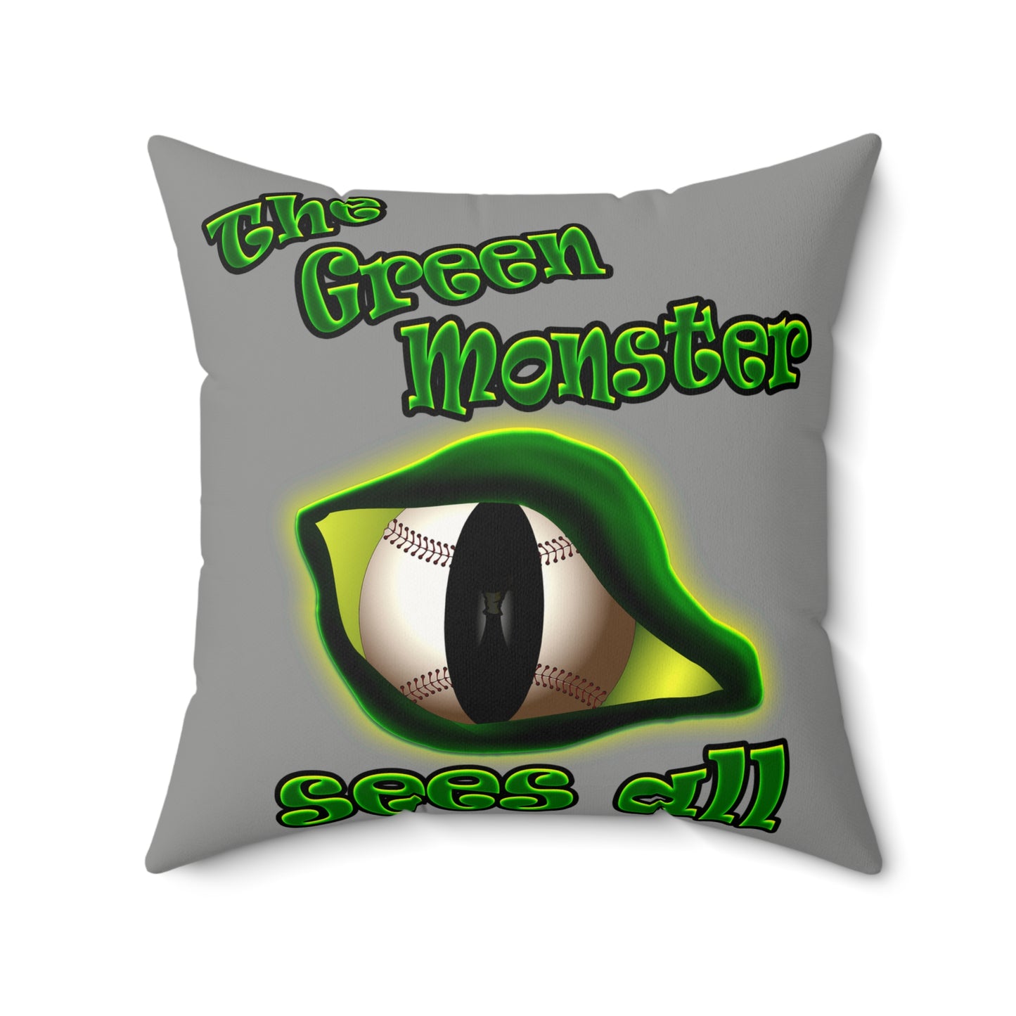 green monster - Faux Suede Square Pillow - (grey)
