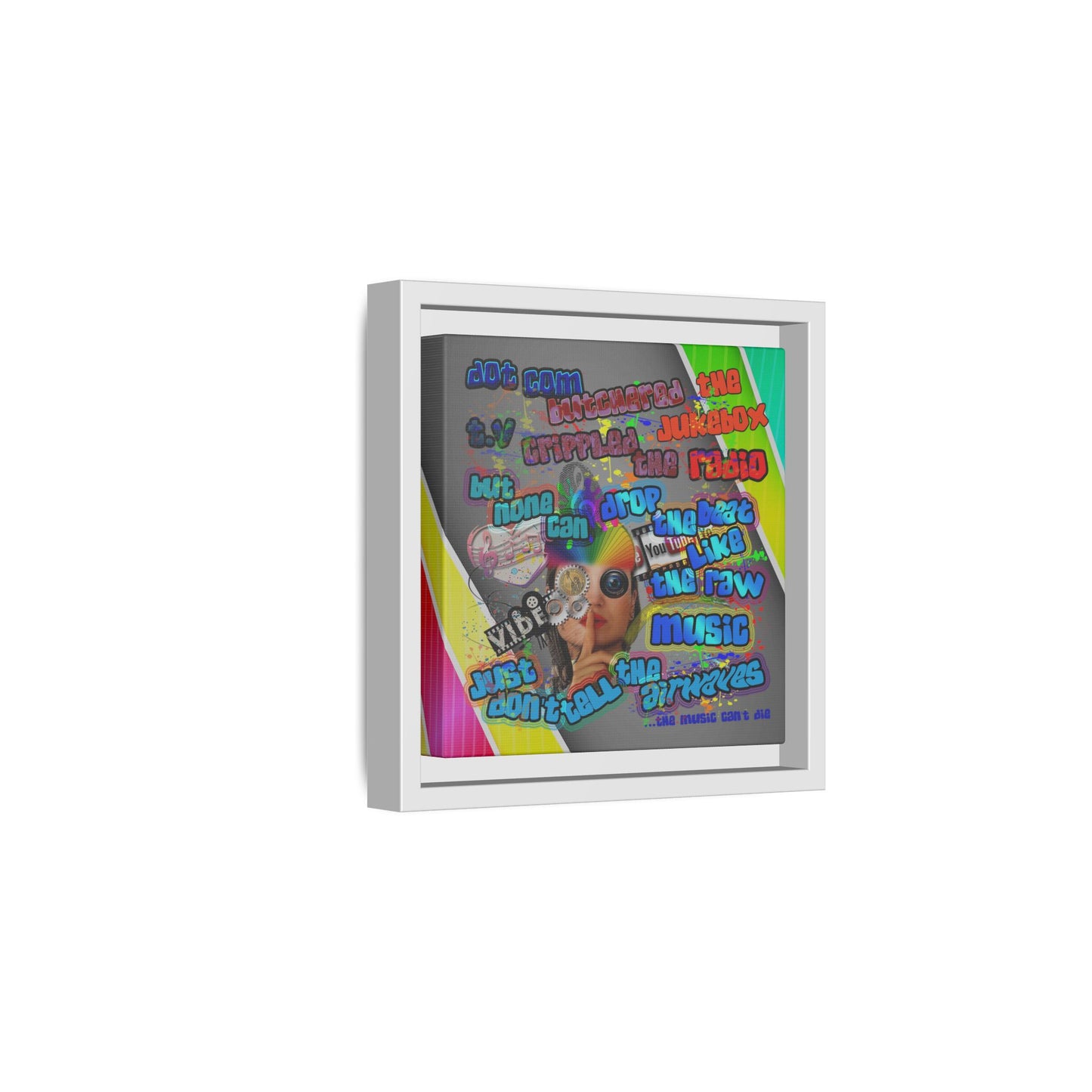 drop the beat - framed canvas art (rainbow split)