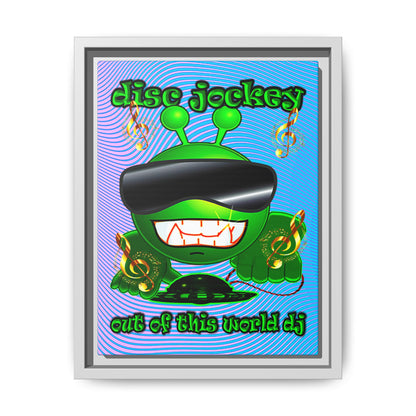 disc jockey - framed canvas art (light blue-purple wave)