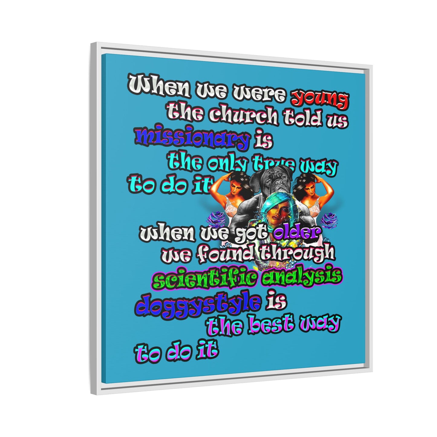 doggystyle - framed canvas art (turquoise)