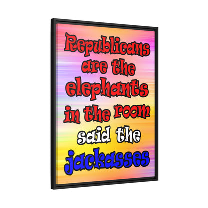 donkeys and elephants - framed canvas art (color blur)