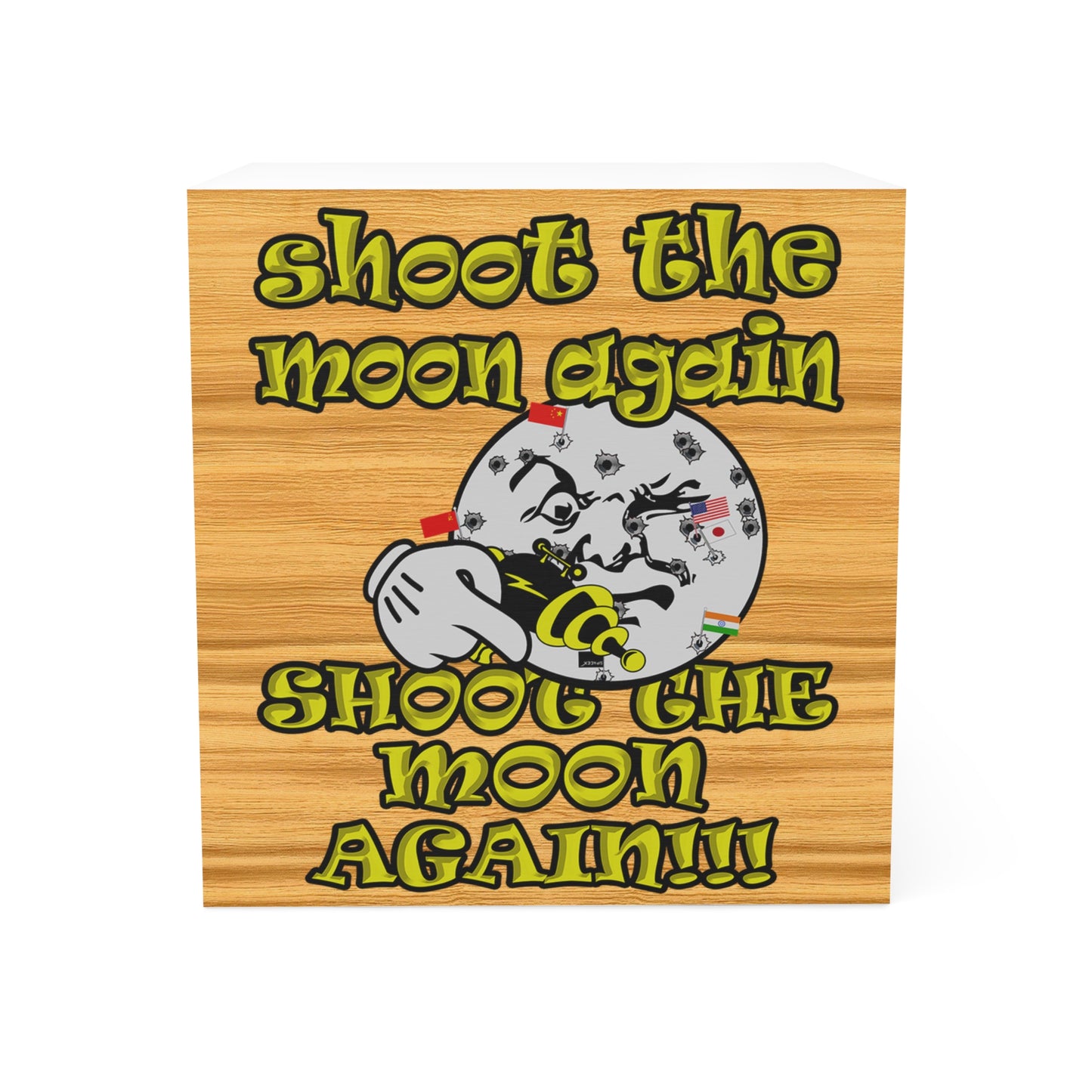 shoot the moon again - note cube (butterscotch wood finish)