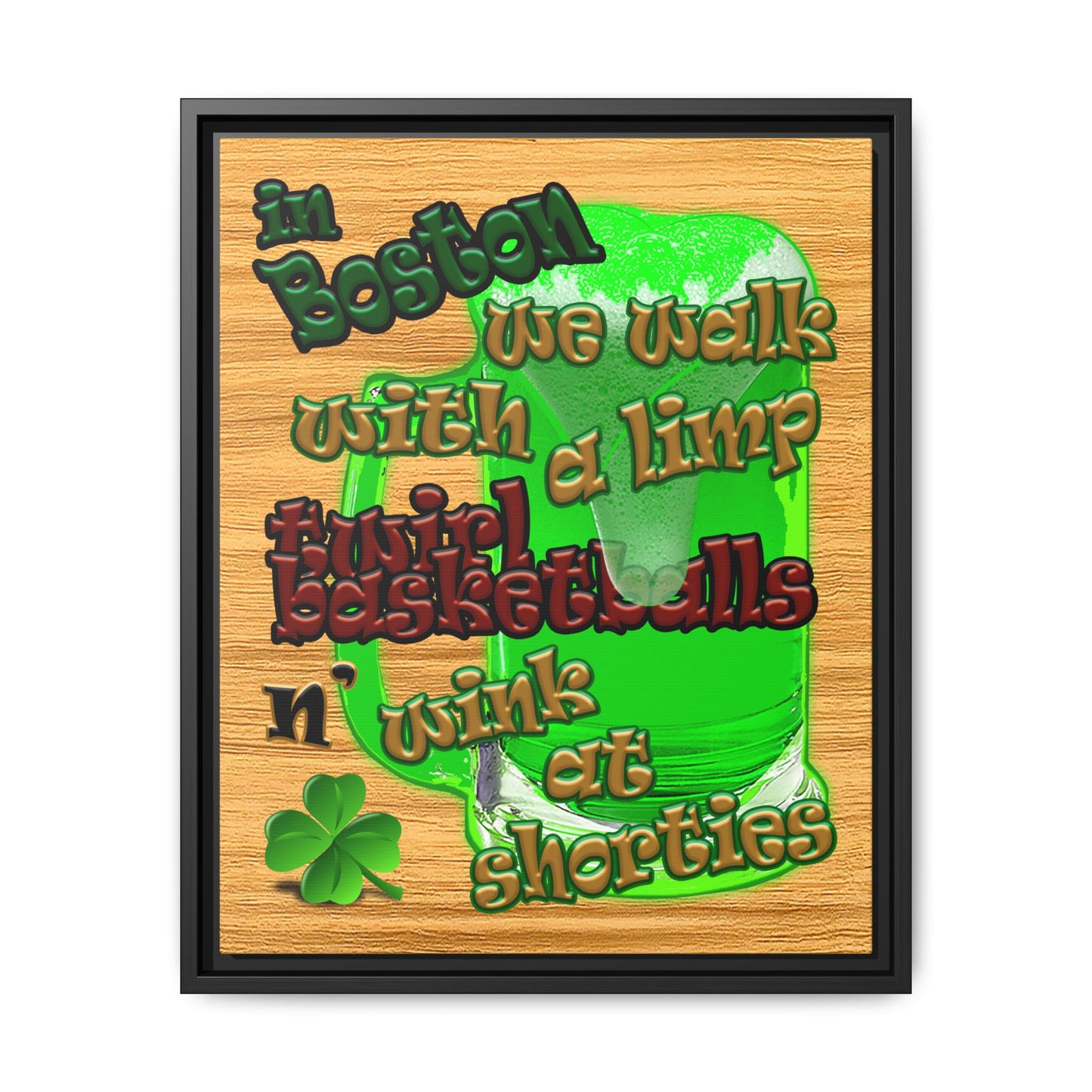 celtics logo - framed canvas art (butterscotch wood finish)