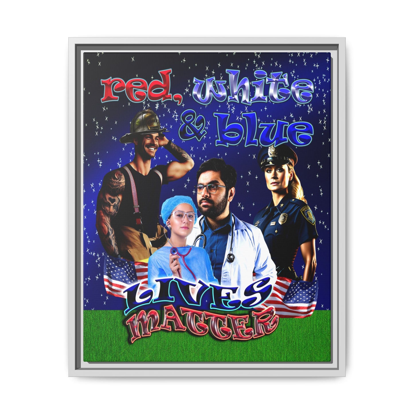 rw&b lives matter - framed canvas art ('snoops' background)