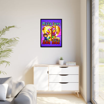 love peace - framed canvas art (purple-pink wave)