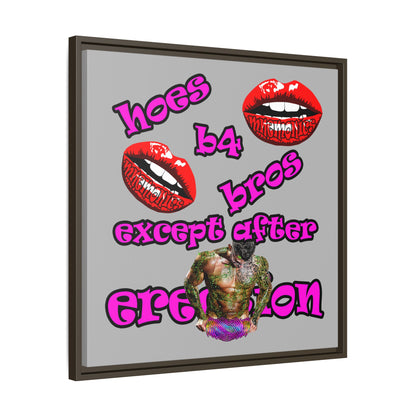 hoes b4 bros - framed canvas art (light grey)