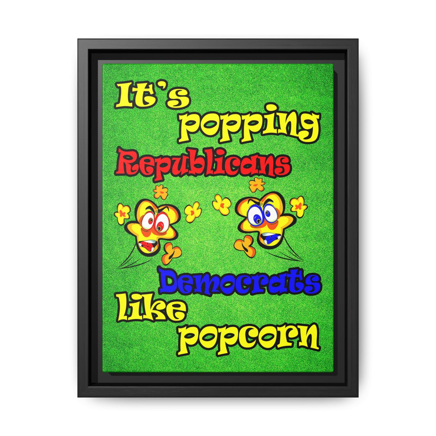 popping like popcorn - framed canvas art (green turf)