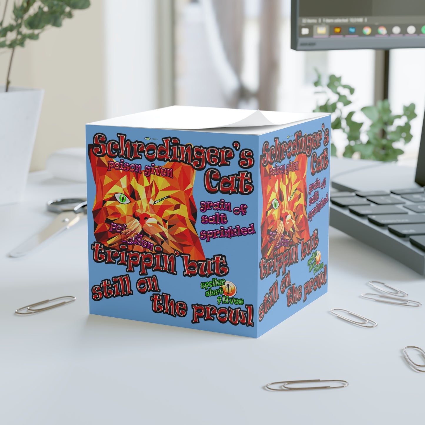 schrodinger's cat - note cube (light blue)