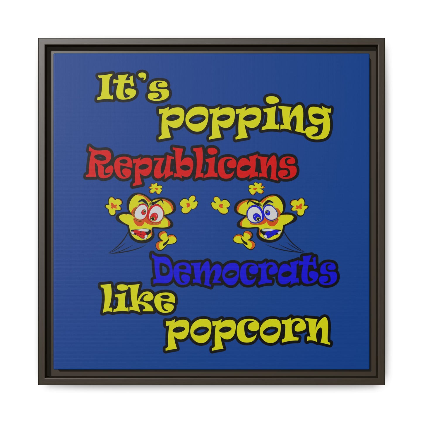 popping like popcorn - framed canvas art (dark blue)