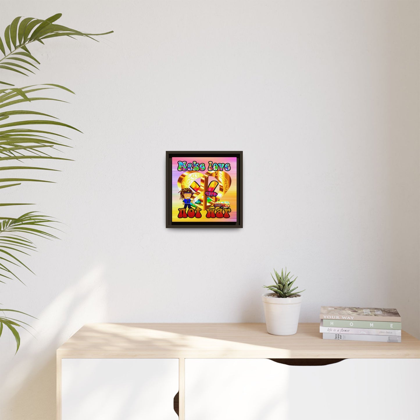 love peace - framed canvas art (color blur)