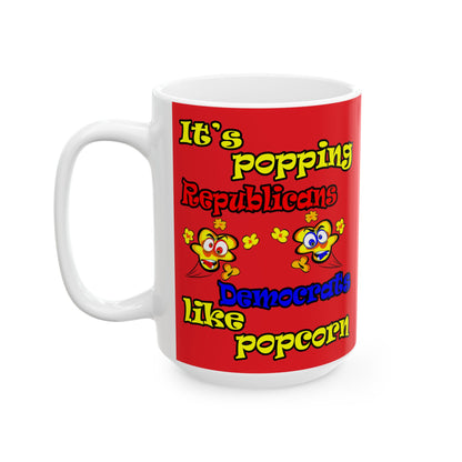 popping like popcorn - White Mug (red)