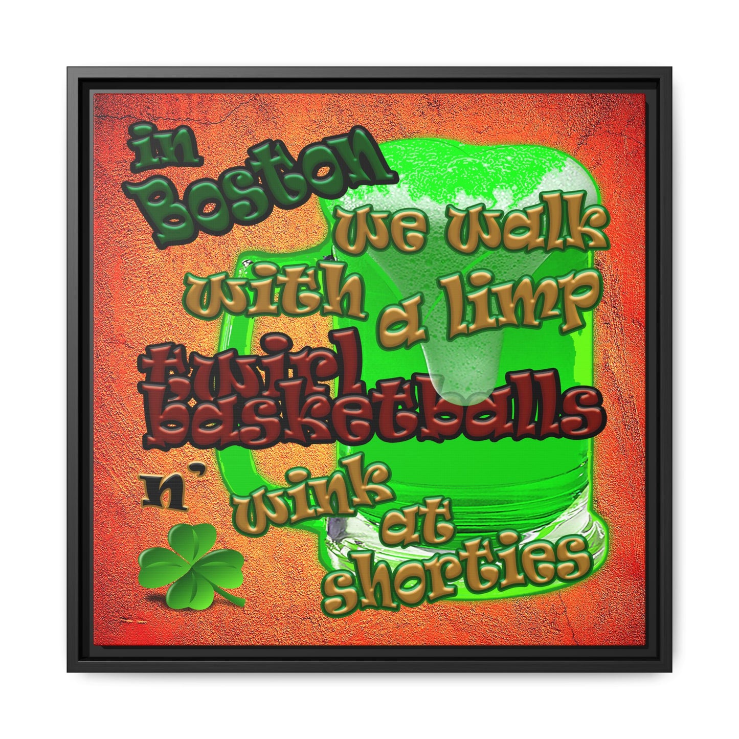 celtics logo - framed canvas art (burnt orange)