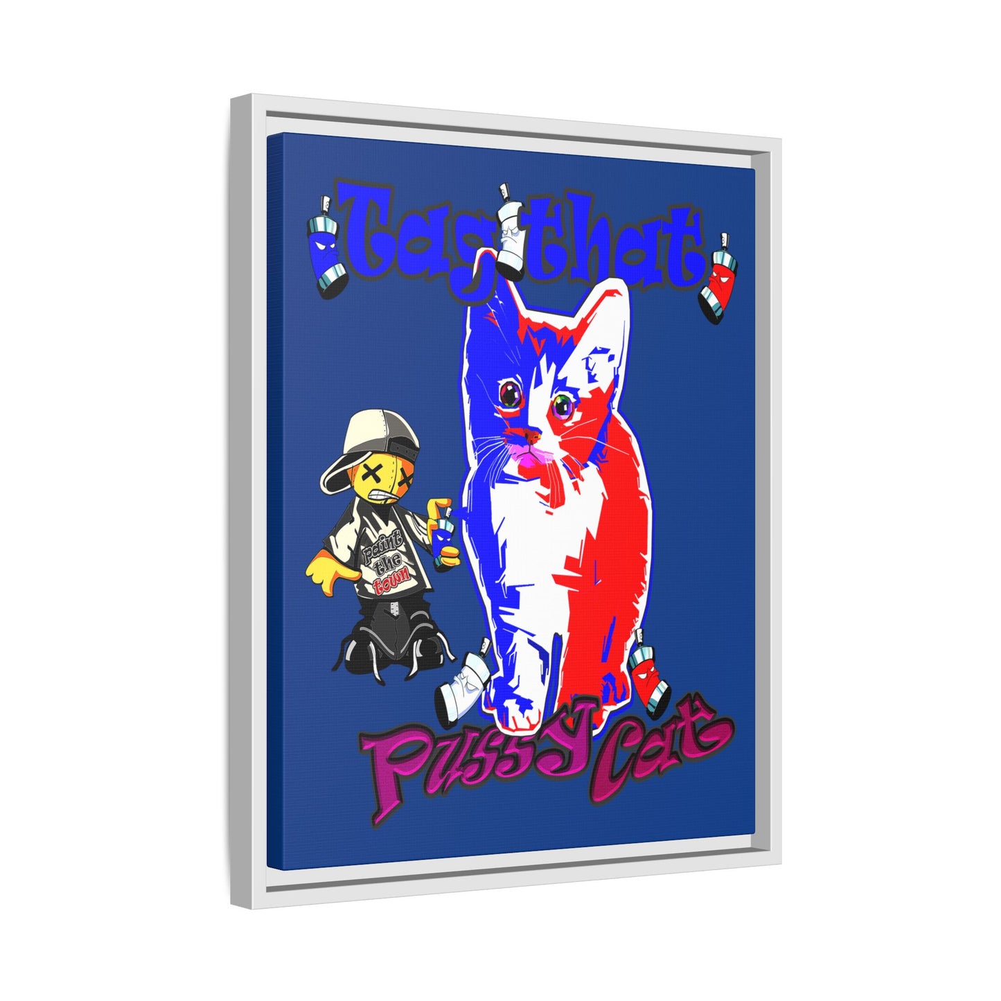 tag that - framed canvas art (dark blue)