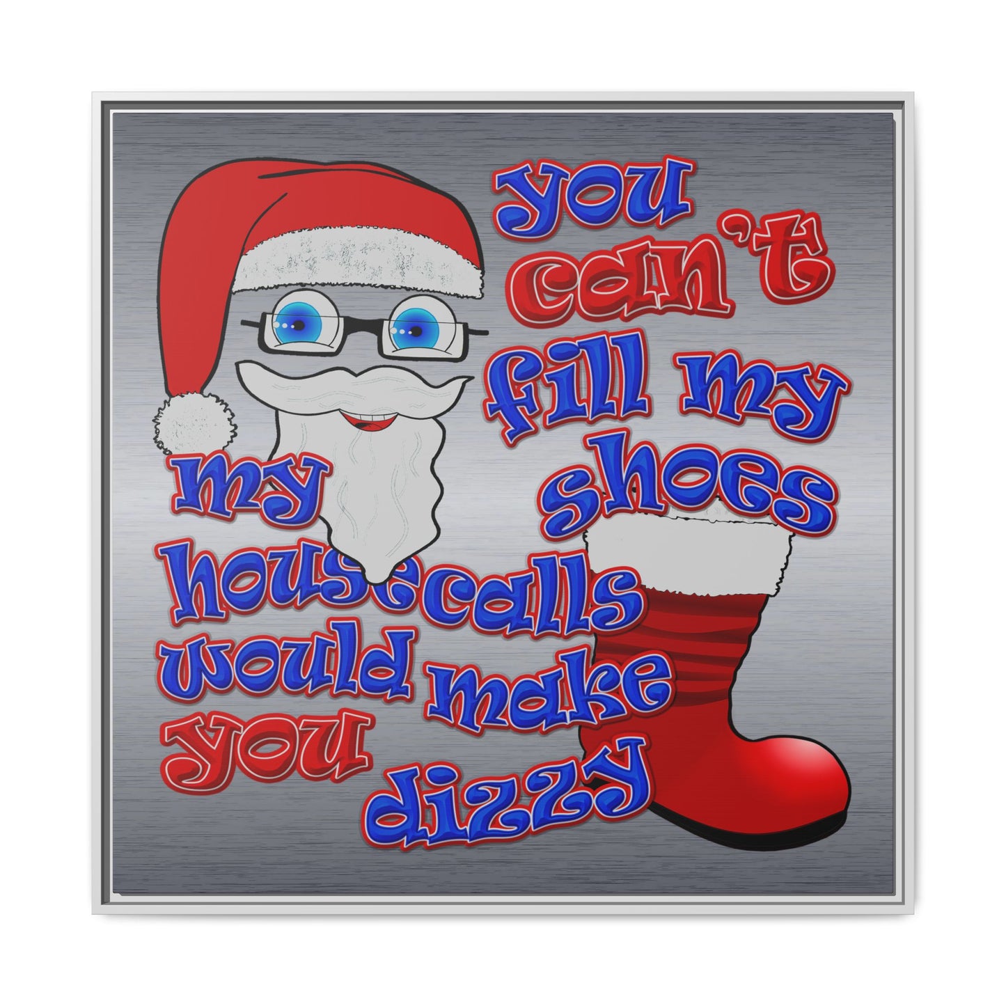 santa's shoes - framed canvas art (brushed nickel)
