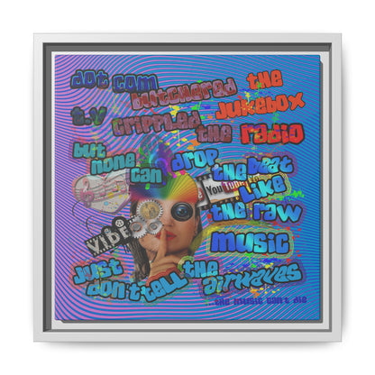 drop the beat - framed canvas art (light blue-purple wave)