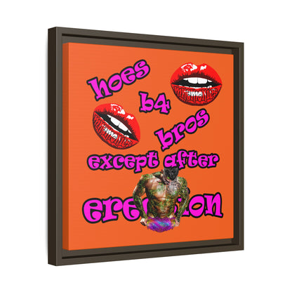hoes b4 bros - framed canvas art (orange)