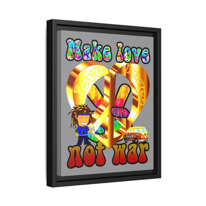 love peace - framed canvas art (grey)