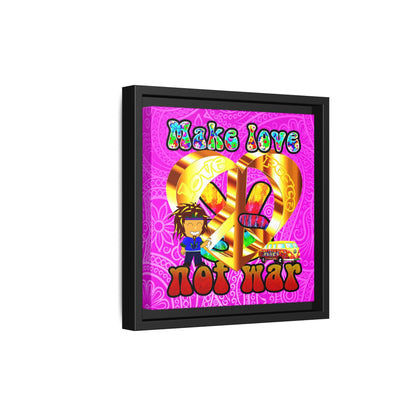 love peace - framed canvas art (pink swirl)