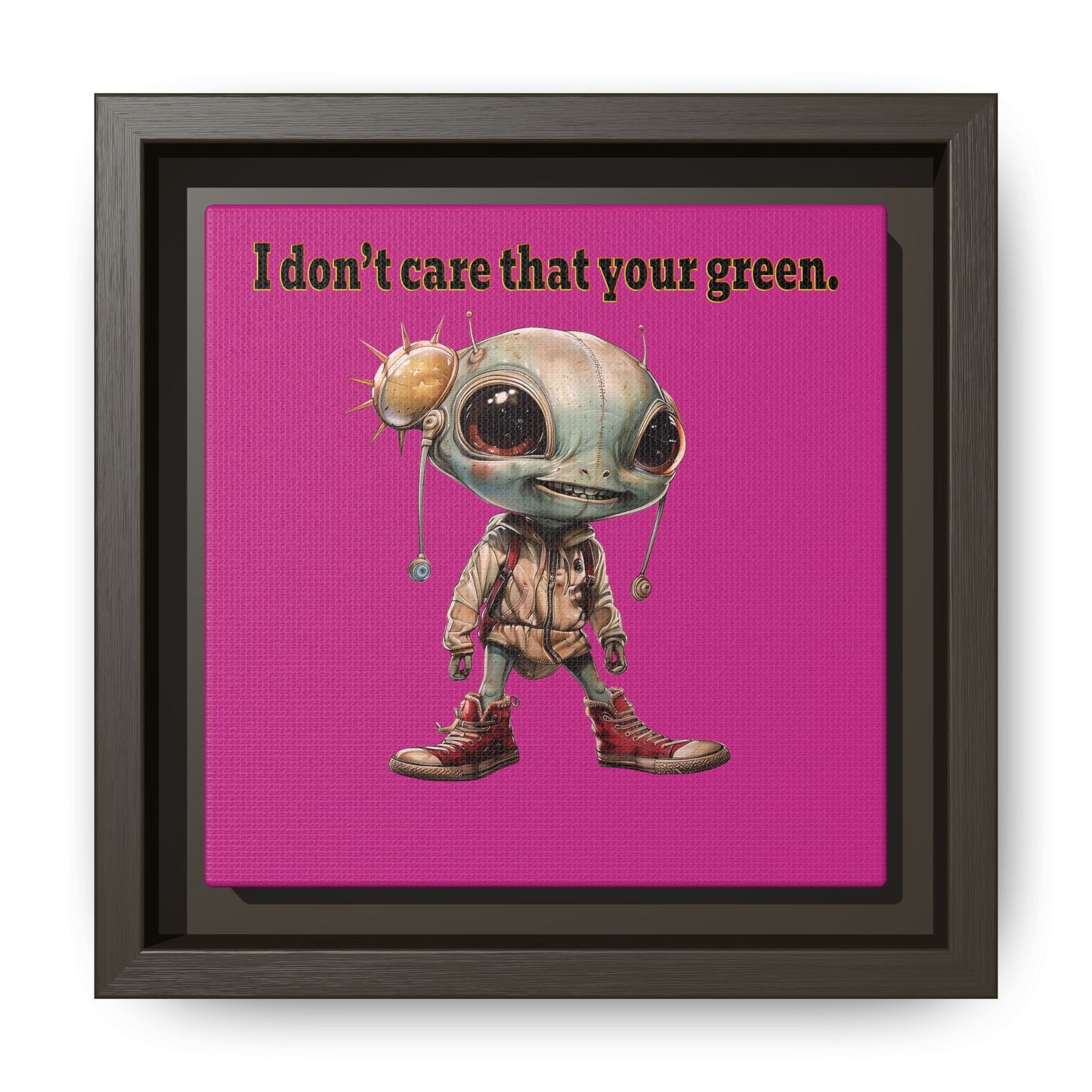 I don't care that your green - framed canvas art (pink)