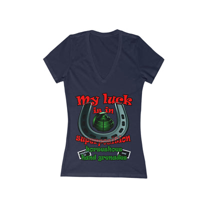 my luck - Women's Jersey Short Sleeve Deep V-Neck Tee