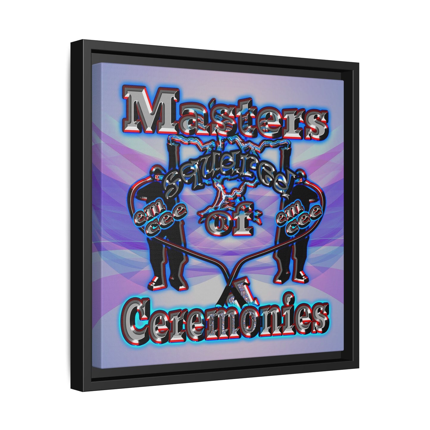 em cee squared - framed canvas art (light blue-pink wave)