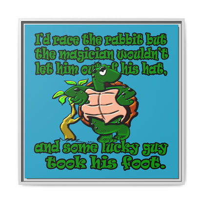 turtle race - framed canvas art (turquoise)