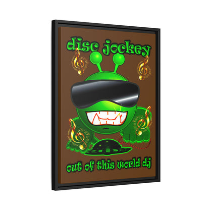 disc jockey - framed canvas art (brown)