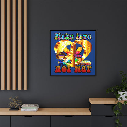 love peace - framed canvas art (dark blue)