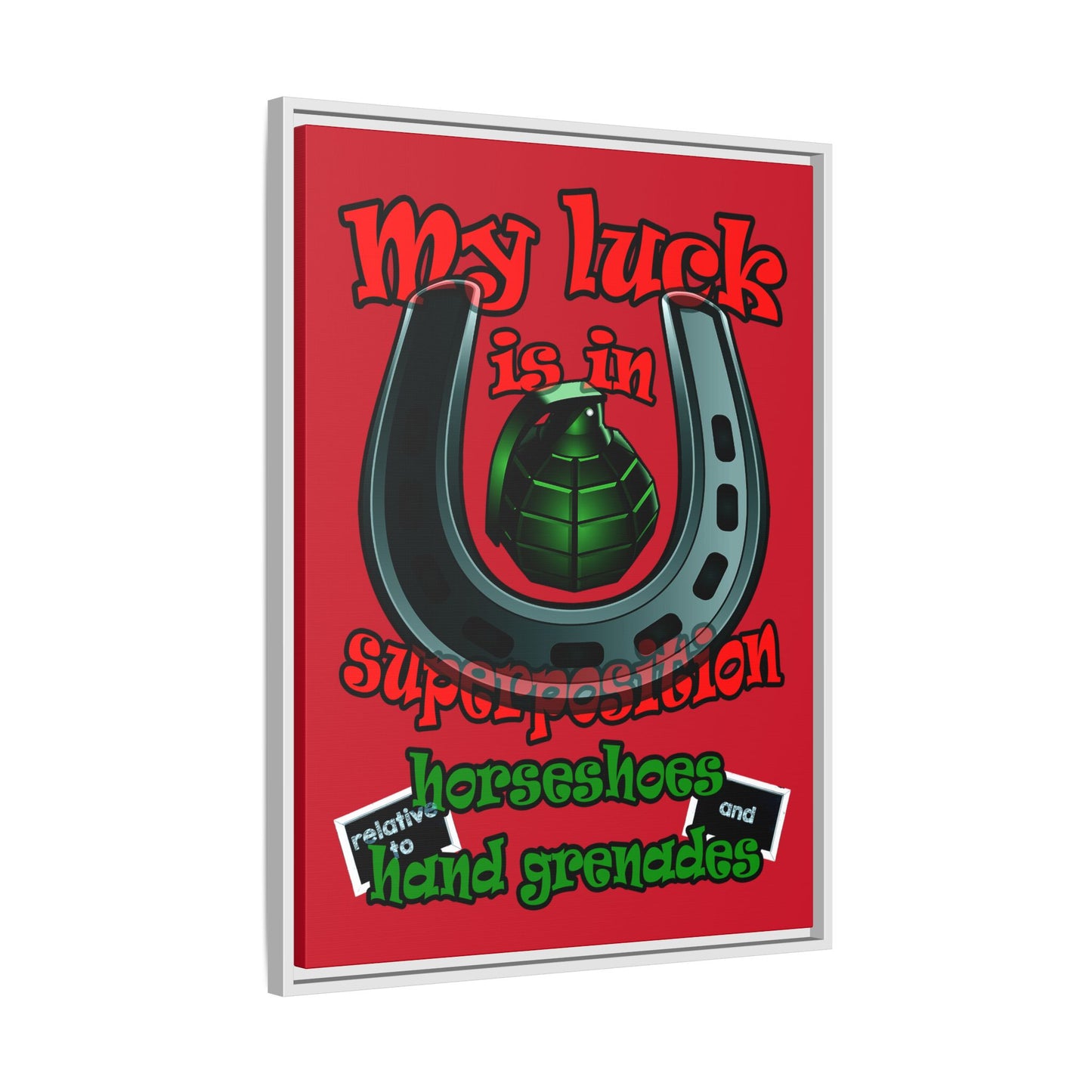 my luck - framed canvas art (dark red)