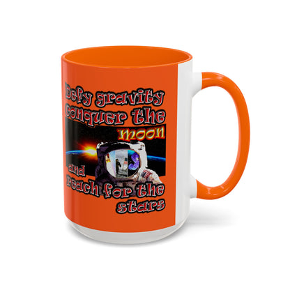 defy conquer reach - Accent Mug (orange)