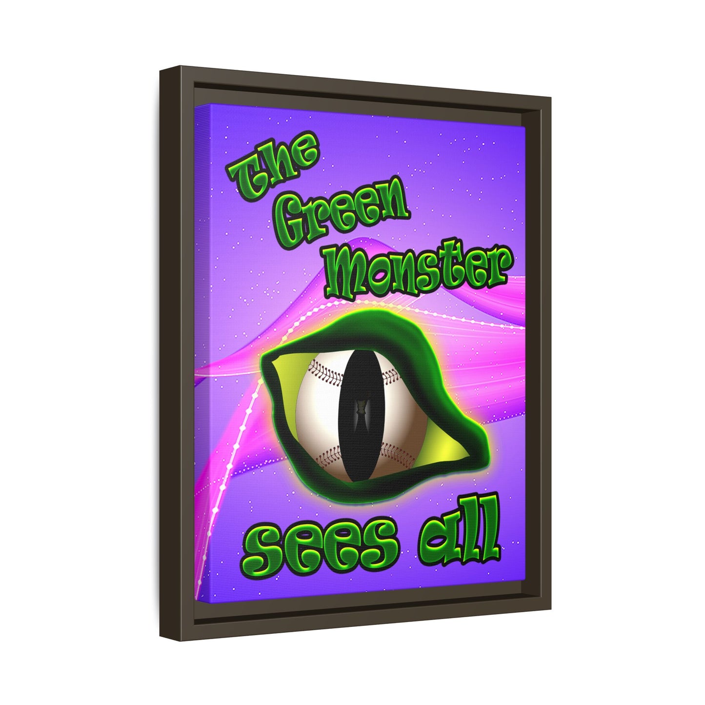 green monster - framed canvas art (purple-pink wave)