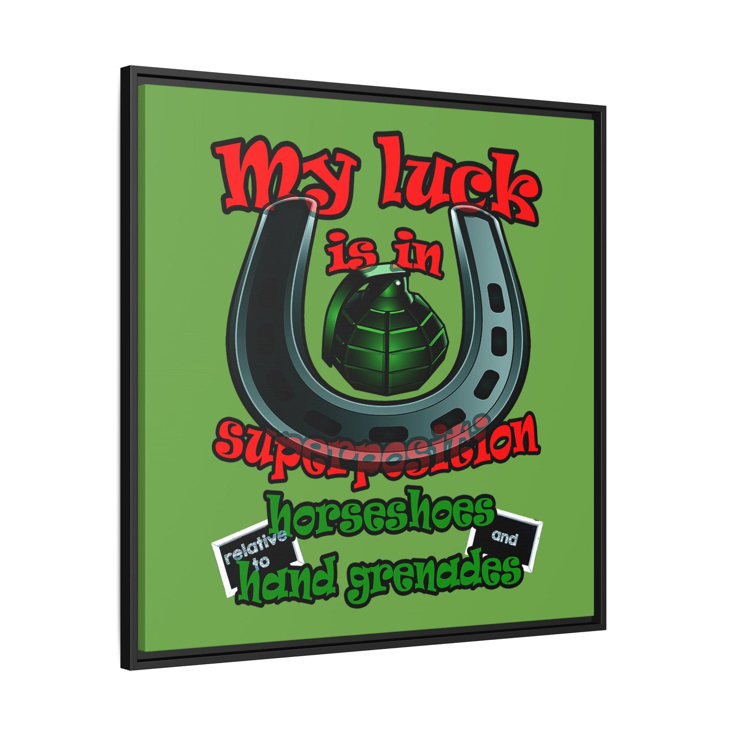my luck - framed canvas art (green)