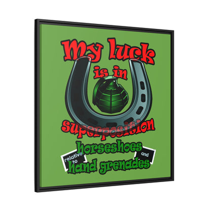 my luck - framed canvas art (green)