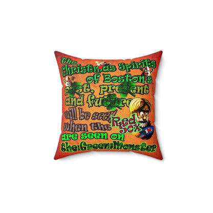 christmas spirits of boston - Faux Suede Square Pillow - (burnt orange)