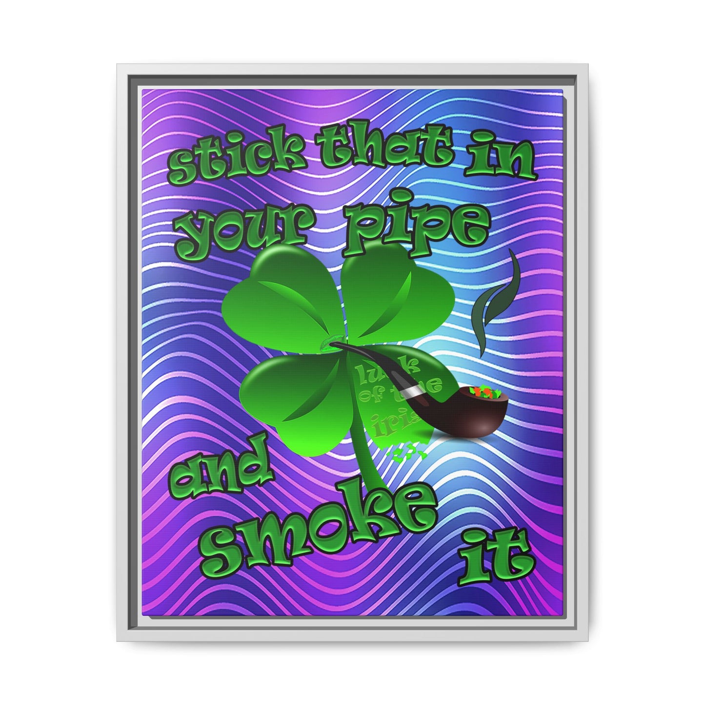 stick that in your pipe and smoke it - framed canvas art (purple wave)