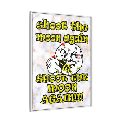 shoot the moon again - framed canvas art (white marble)