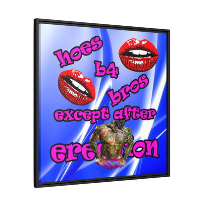 hoes b4 bros - framed canvas art (blue-white wave)