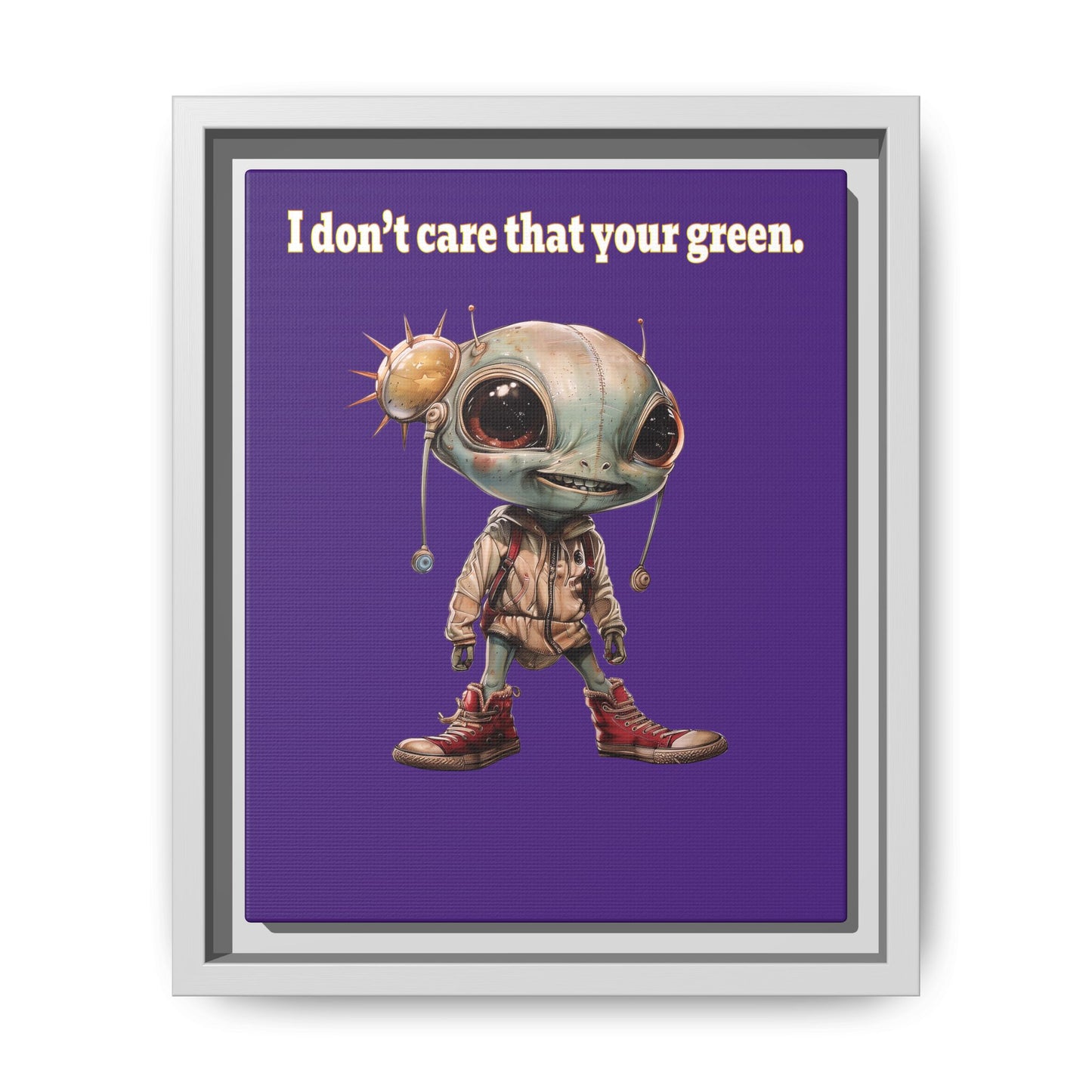 I don't care that your green - framed canvas art (purple)