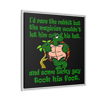 turtle race - framed canvas art (black)