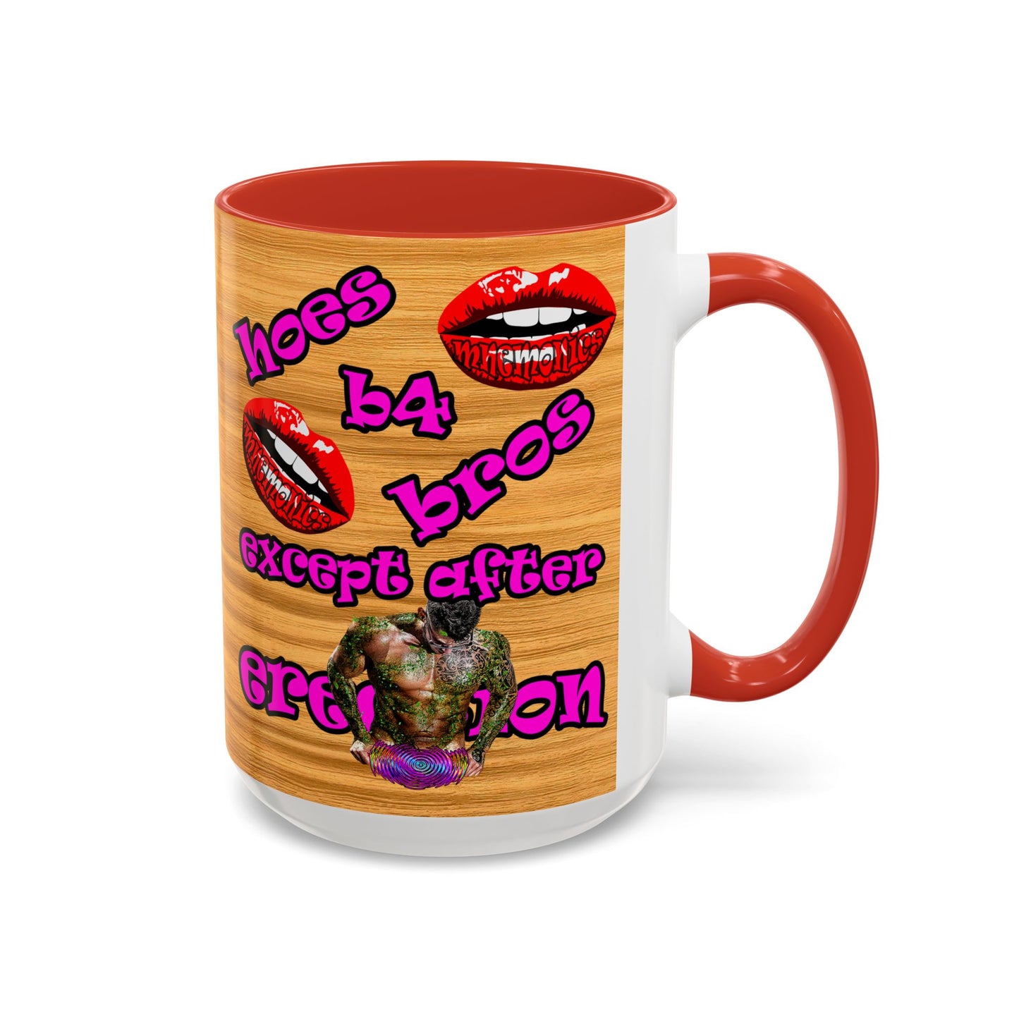 hoes b4 bros - Accent Mug (butterscotch wood finish)