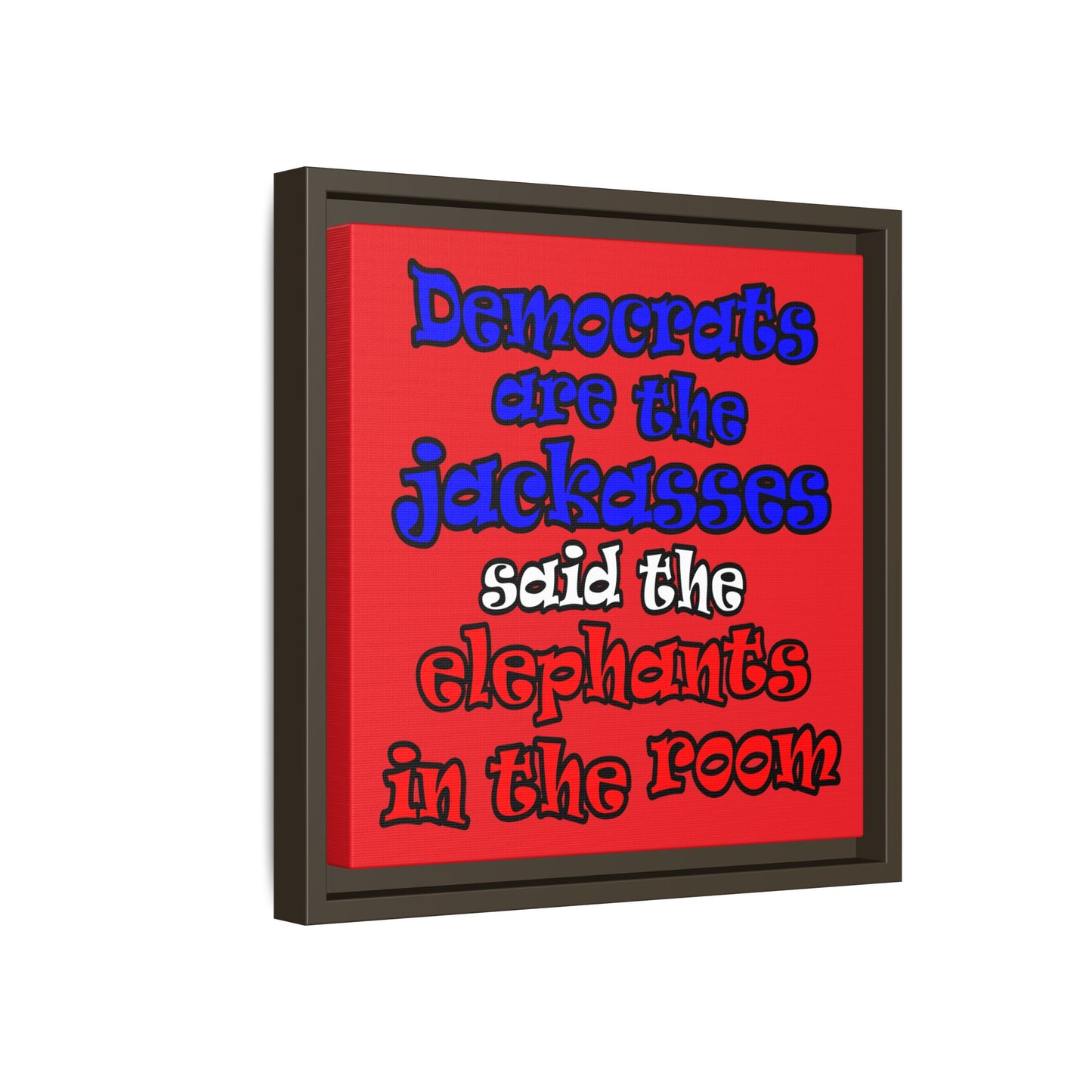 donkeys and elephants - framed canvas art (red)