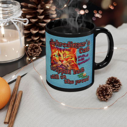 schrodinger's cat - Black Mug (faded blue)