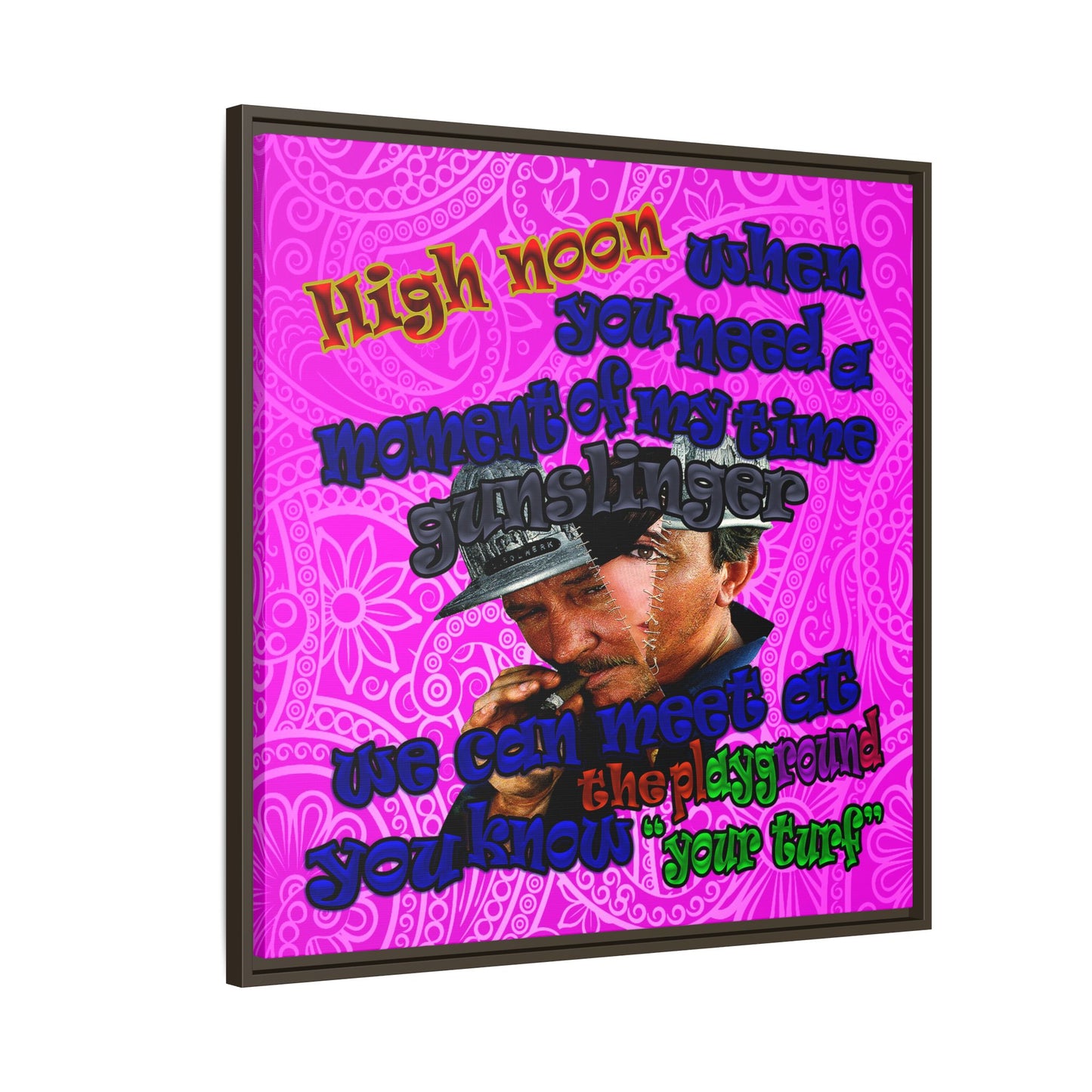 high noon - framed canvas art (pink swirl)