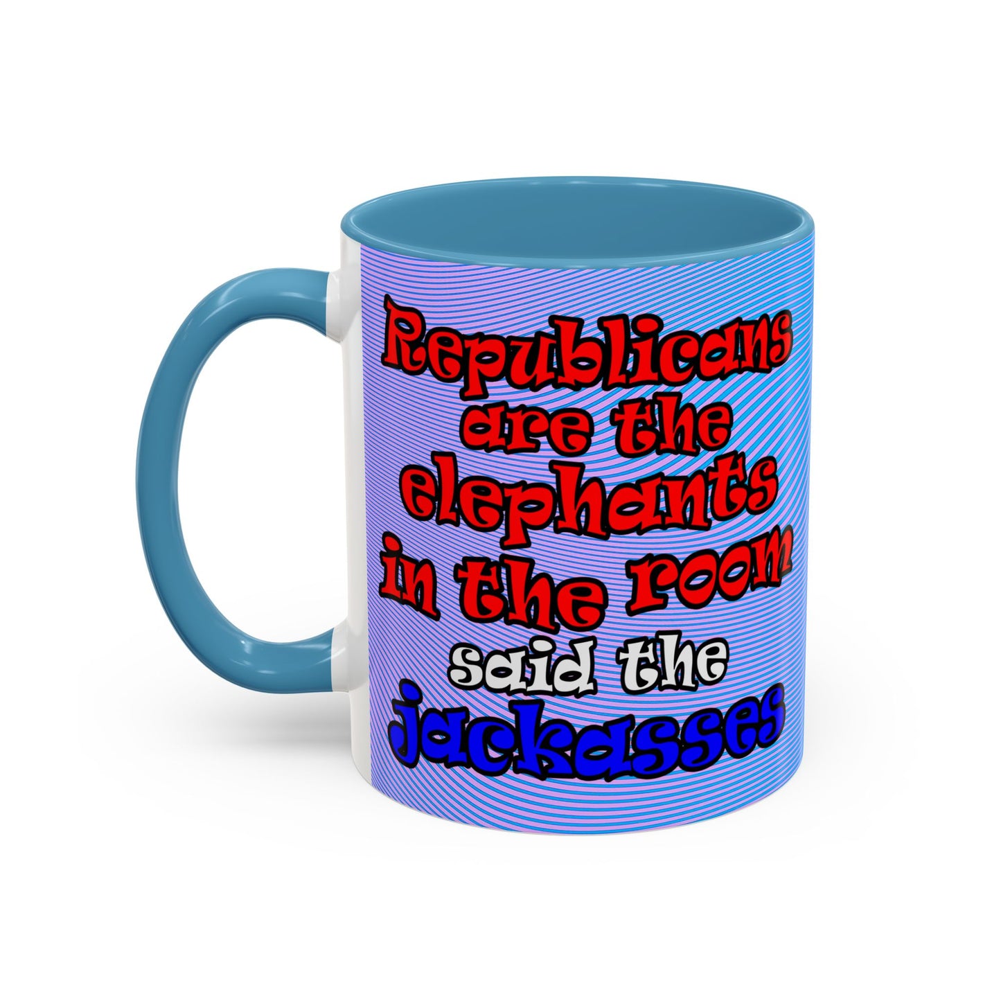 donkeys and elephants - Accent Mug (light blue-purple wave)