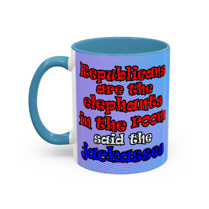 donkeys and elephants - Accent Mug (light blue-purple wave)