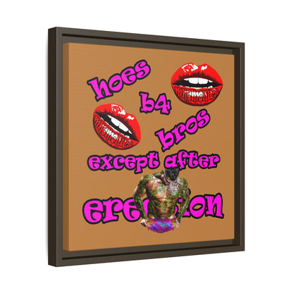 hoes b4 bros - framed canvas art (light brown)