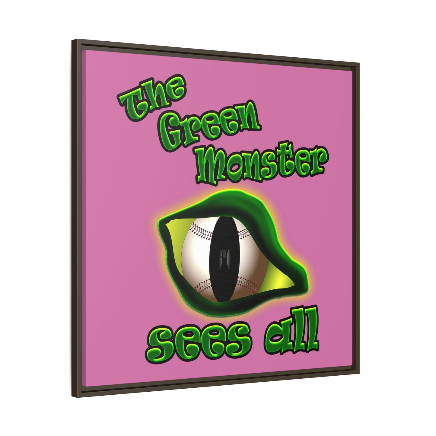 green monster - framed canvas art (light pink)