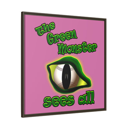 green monster - framed canvas art (light pink)